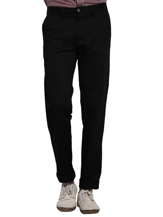 black cotton chinos casual trousers - 11789020 - Zoom Image - 1