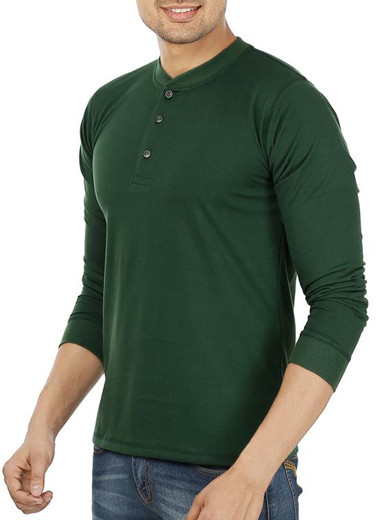 solid bottle green cotton t-shirt - 11789189 - Zoom Image - 2