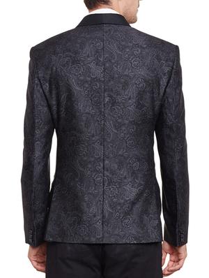 solid black velvet casual blazer - 11789696 - Standard Image - 3