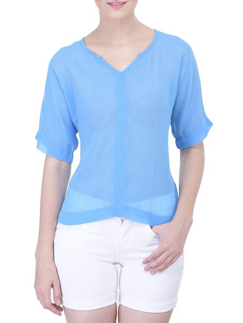 light blue georgette top - 11790747 - Very Small Image - 1