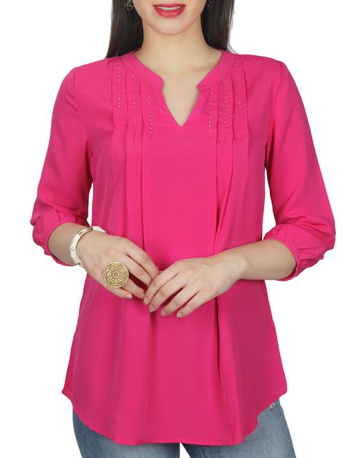 pink solid crepe tunic - 11792151 - Standard Image - 1