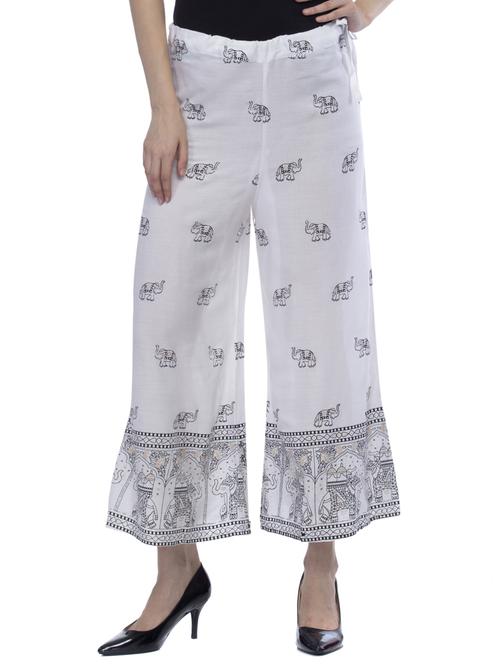 white viscose printed palazzo - 11792246 - Standard Image - 1