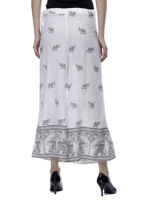 white viscose printed palazzo - 11792246 - Standard Image - 3