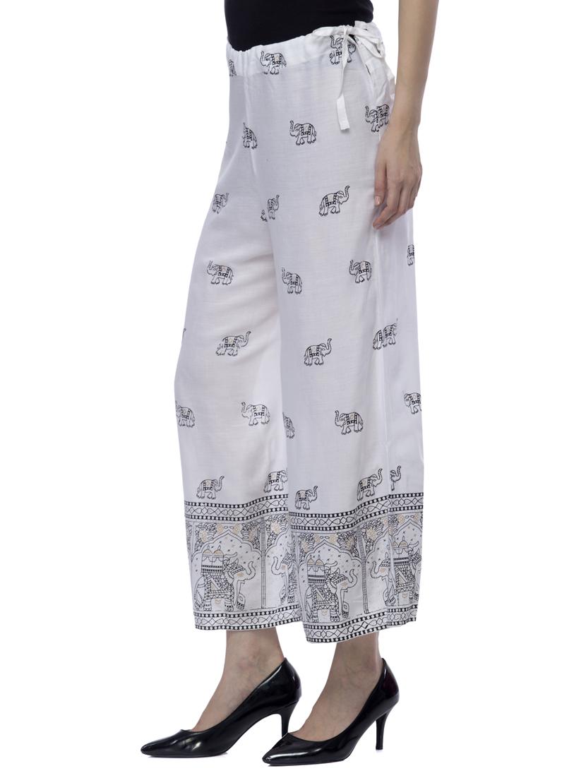 white viscose printed palazzo - 11792246 - Zoom Image - 2