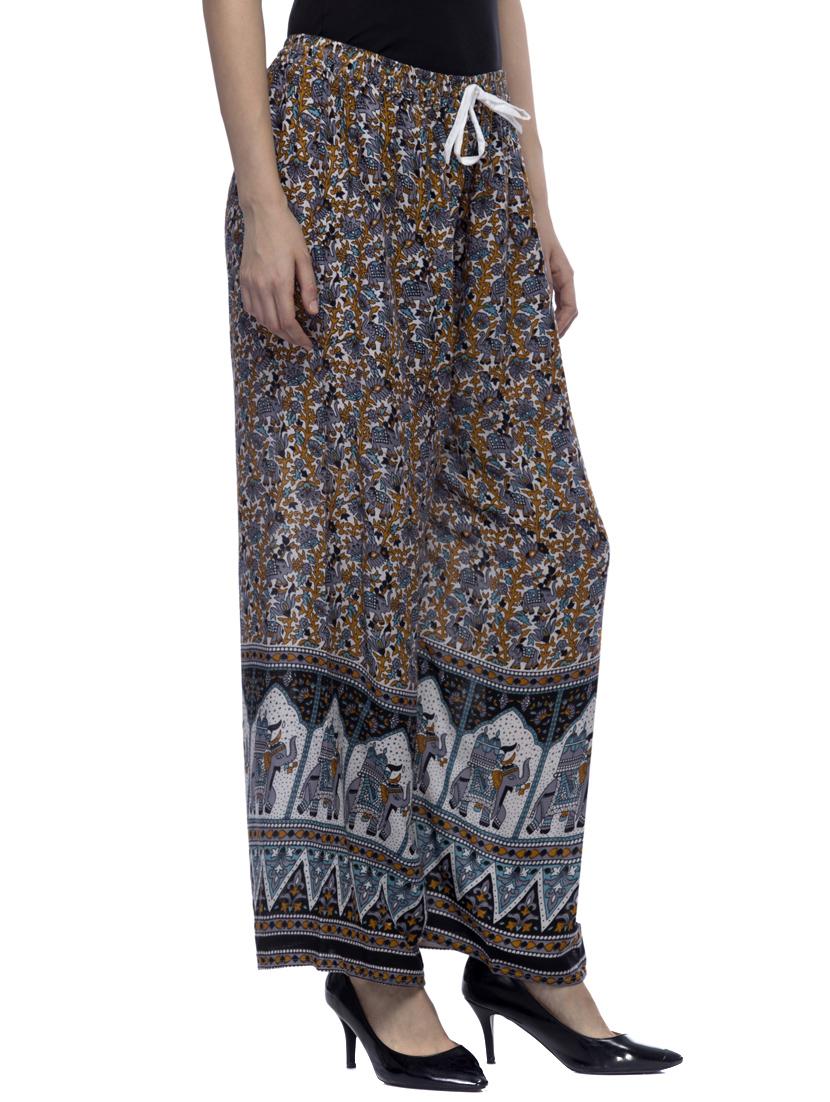 multi colored viscose printed palazzo - 11792276 - Zoom Image - 2