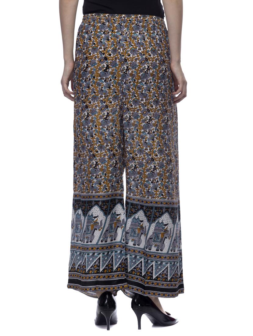 multi colored viscose printed palazzo - 11792276 - Zoom Image - 3