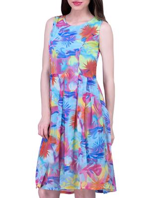 blue printed chiffon dress - 11792404 - Standard Image - 2