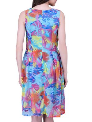 blue printed chiffon dress - 11792404 - Standard Image - 3