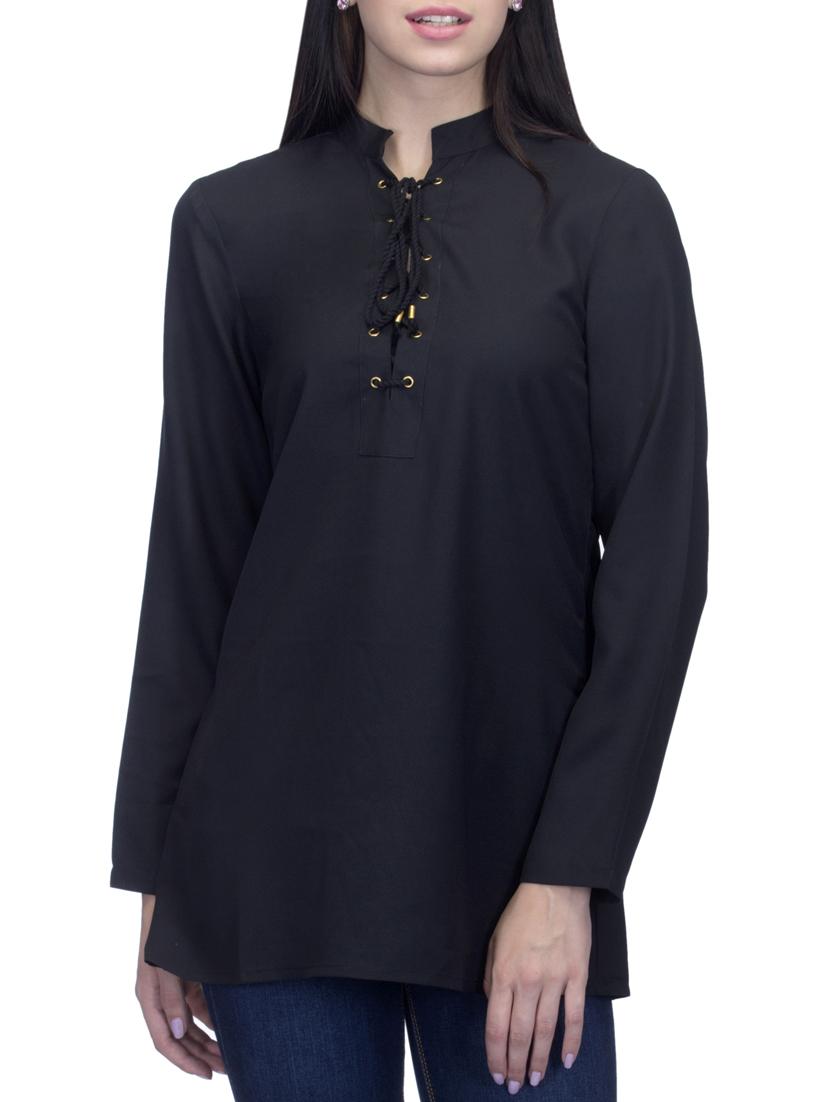 black solid georgette tunic