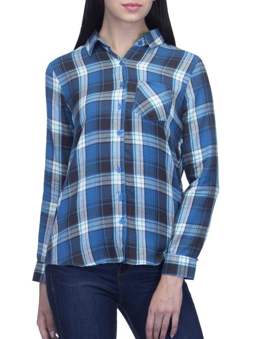 dark blue cotton printed shirt - 11802068 - Standard Image - 1