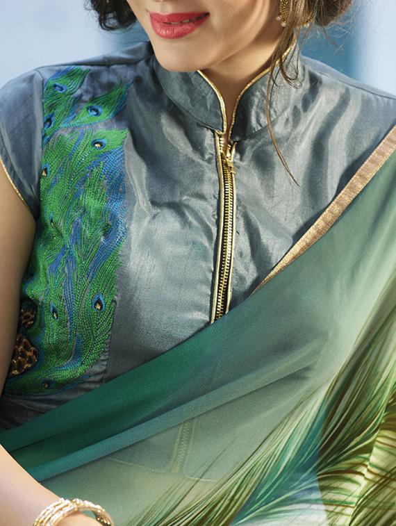 graphic printed saree with blouse - 11803099 - Zoom Image - 2