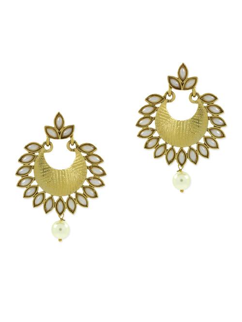 gold embellished copper chandbali earrings - 11806988 - Standard Image - 1