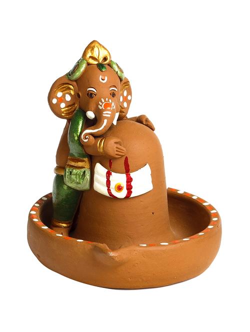 brown terracotta linga ganesh showpiece - 1181332 - Very Small Image - 1