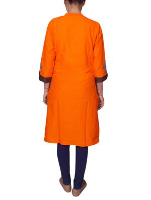 orange cotton straight kurta - 11817666 - Standard Image - 3