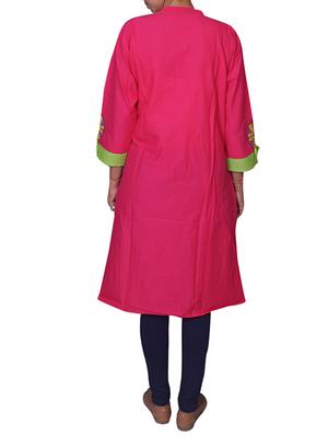 pink cotton straight kurta - 11817667 - Standard Image - 3