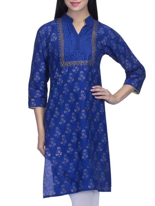 blue cotton kurta - 11823683 - Standard Image - 1