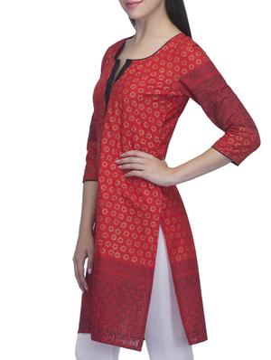 red cotton kurta - 11823685 - Standard Image - 2