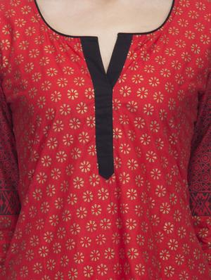 red cotton kurta - 11823685 - Standard Image - 4