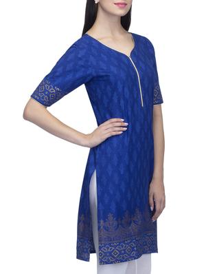 blue cotton kurta - 11823687 - Standard Image - 2