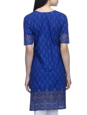 blue cotton kurta - 11823687 - Standard Image - 3