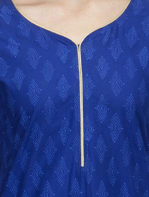 blue cotton kurta - 11823687 - Standard Image - 4