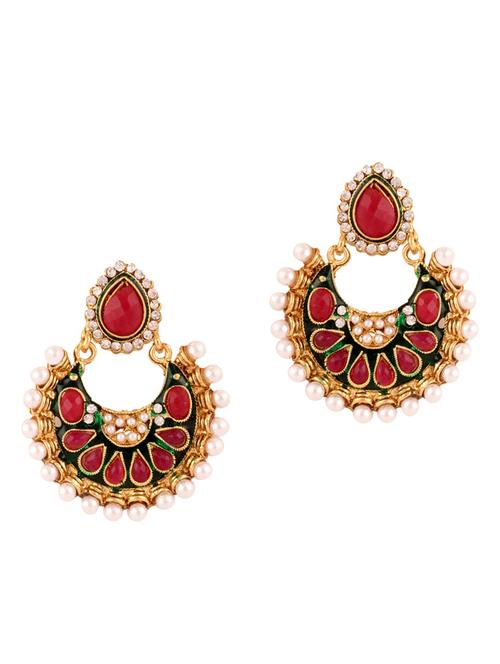 red copper chandbali earrings - 11826964 - Standard Image - 1