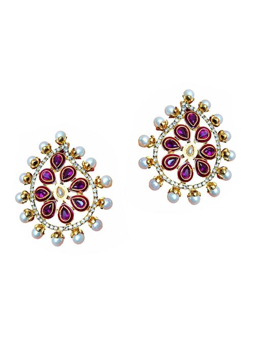 purple copper pearl earrings - 11827015 - Standard Image - 1
