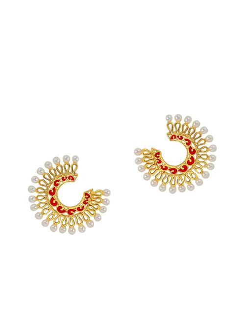 red copper pearl earrings - 11827035 - Standard Image - 1