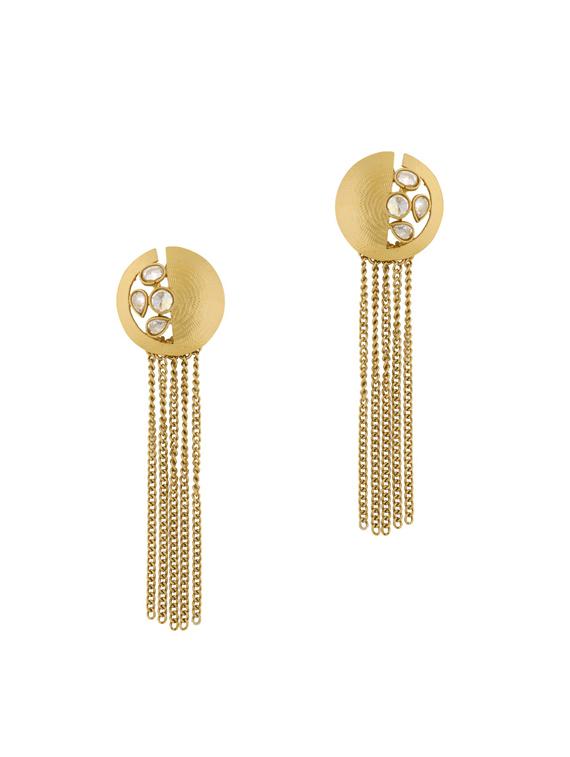 gold brass studs earring - 11827148 - Zoom Image - 1