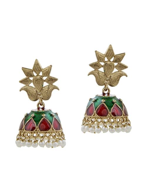 multi colored brass jhumka earrings - 11827270 - Standard Image - 1