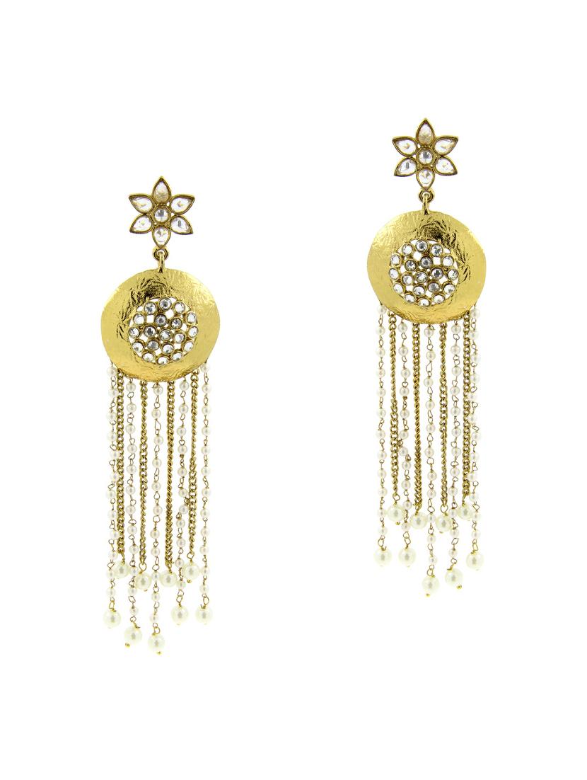 gold brass drop earrings - 11827334 - Zoom Image - 1