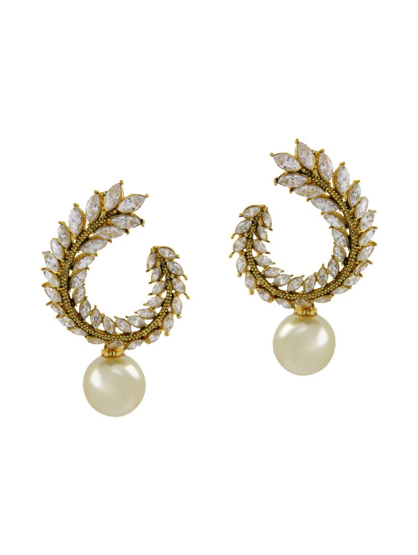 white brass pearl earrings - 11827335 - Zoom Image - 1