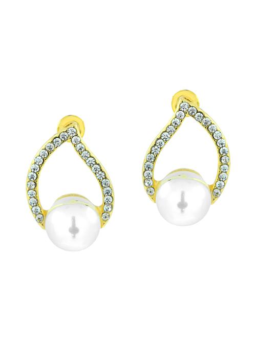 gold brass studs earrings - 11827353 - Standard Image - 1
