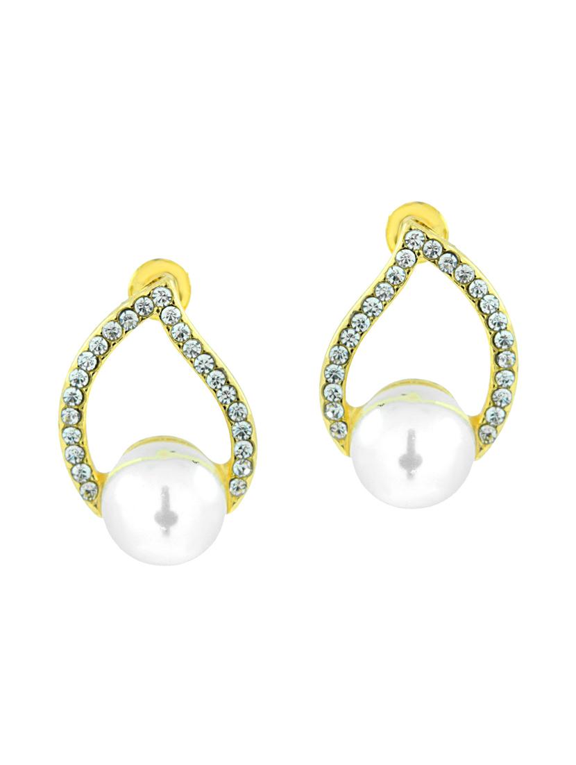 gold brass studs earrings - 11827353 - Zoom Image - 1
