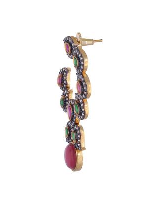 multi colored brass drop earrings - 11827420 - Standard Image - 2
