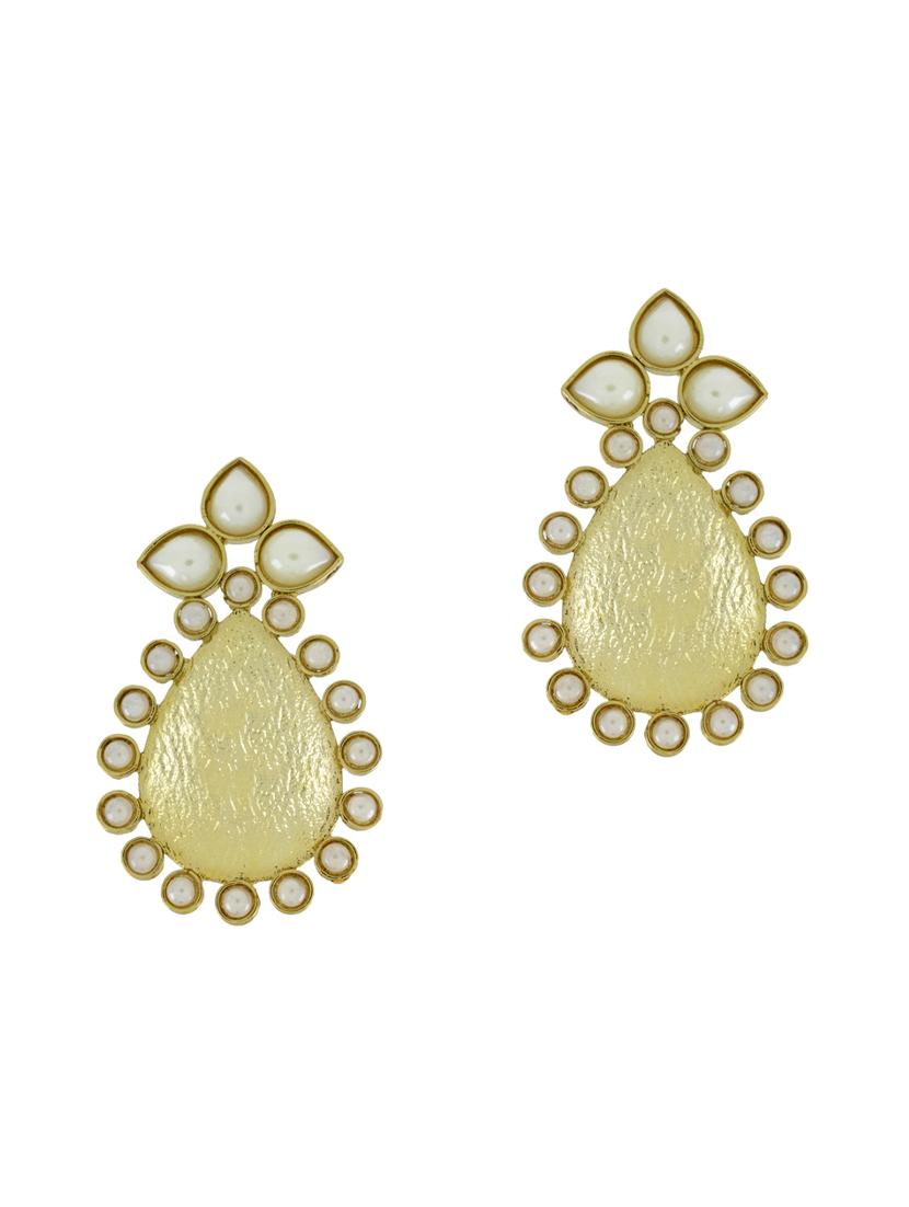 gold brass drop earrings - 11827502 - Zoom Image - 1