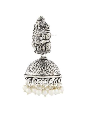 silver brass jhumka earrings - 11827511 - Standard Image - 3