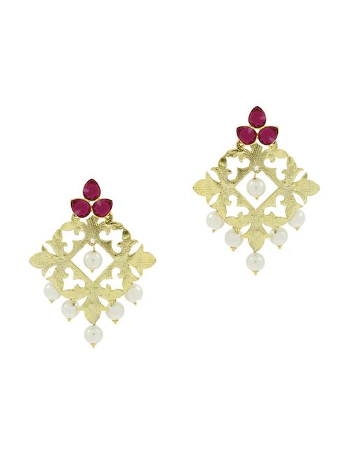 pink brass chandellier earring - 11827513 - Standard Image - 1