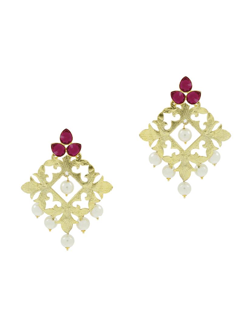 pink brass chandellier earring - 11827513 - Zoom Image - 1