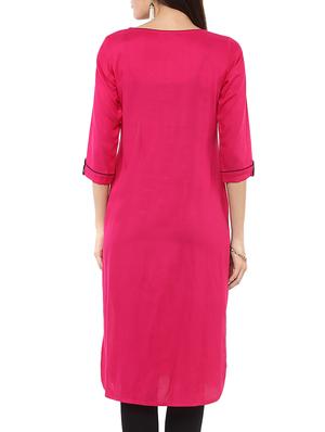 pink solid straight kurta - 11828466 - Standard Image - 3