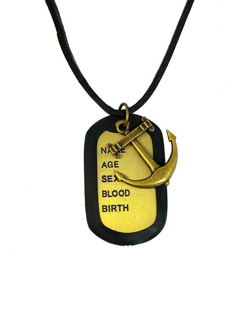 gold metal leather long necklace - 11831304 - Standard Image - 1