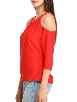 solid red polycrepe top - 11831429 - Standard Image - 2
