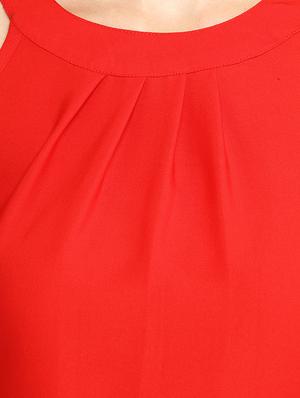 solid red polycrepe top - 11831429 - Standard Image - 4
