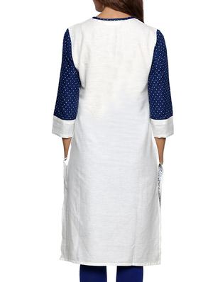 white cotton printed straight kurta - 11831757 - Standard Image - 3