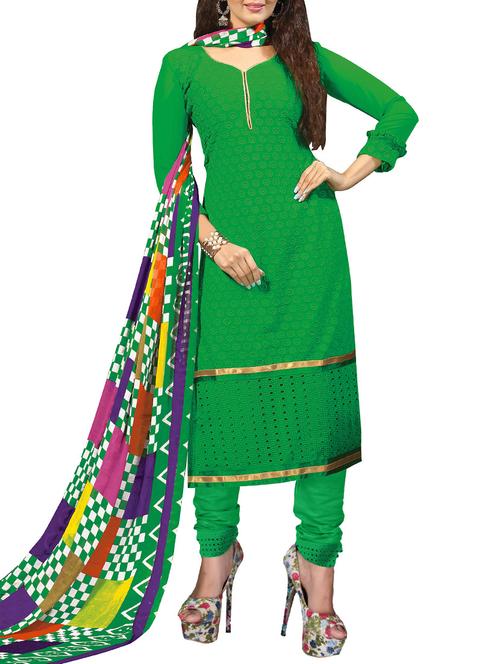 multi colored georgette churidaar suits unstitched suit - 11843585 - Very Small Image - 1