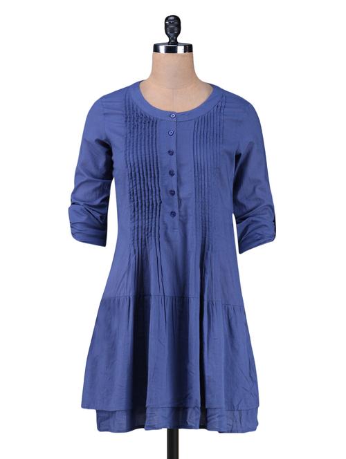 Blue plain cotton tunic - 1184363 - Very Small Image - 1