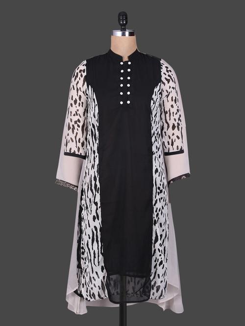 black layered high low rayon kurti - 1184841 - Standard Image - 1