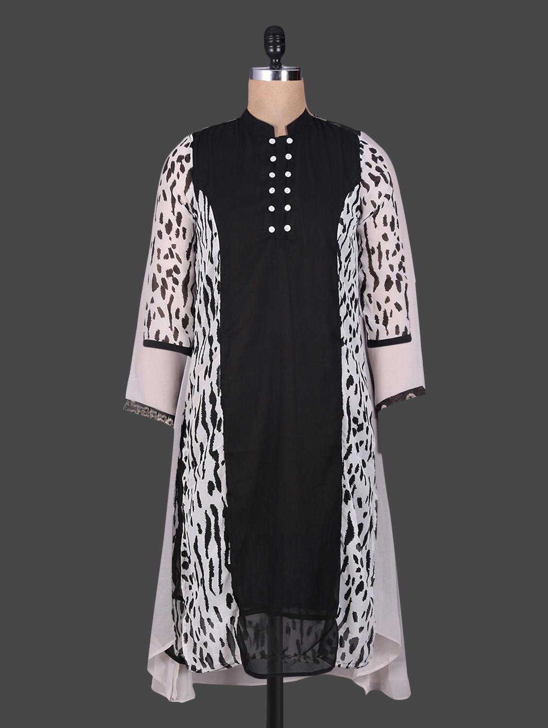 black layered high low rayon kurti - 1184841 - Zoom Image - 1