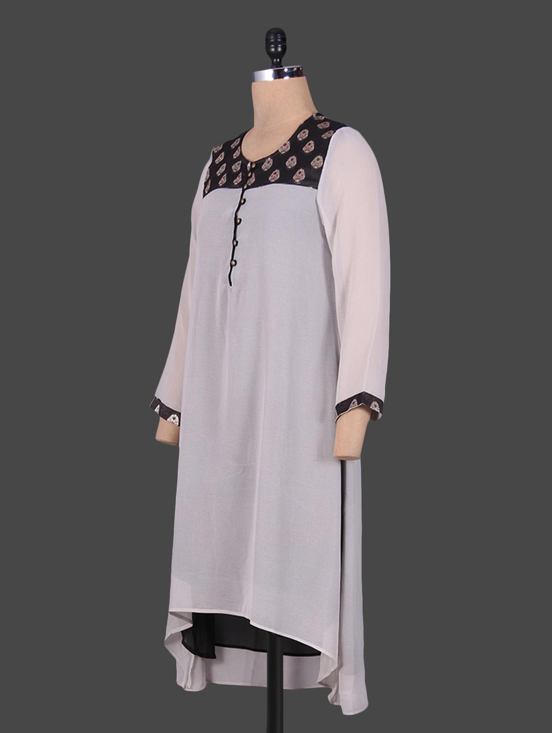black layered high low rayon kurti - 1184841 - Zoom Image - 2