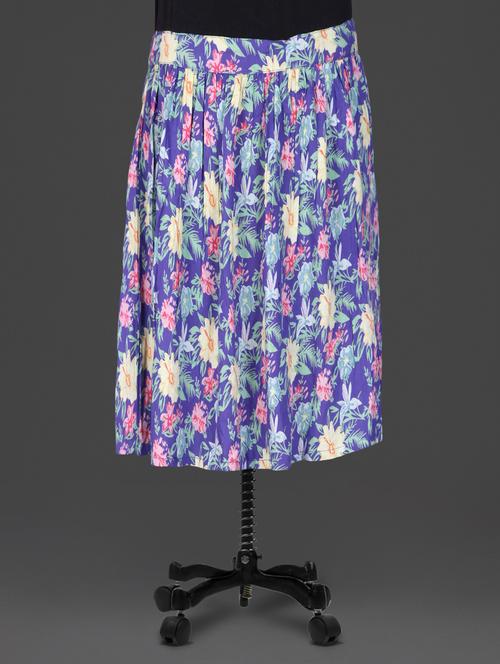 purple floral printed rayon short skirt - 1184843 - Standard Image - 1
